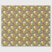 Papier Cadeau Motif graphique de bière et de pizza (Plat)