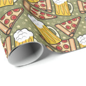 Papier Cadeau Motif graphique de bière et de pizza (Coin rond)