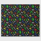 Papier Cadeau Motif graphique de jeu vidéo 8 bits rétro (Plat)