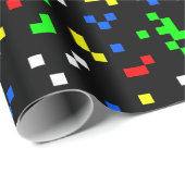 Papier Cadeau Motif graphique de jeu vidéo 8 bits rétro (Coin rond)