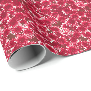 Papier Cadeau Motif graphique moderne de dahlia, rouge foncé et