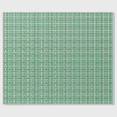 Papier Cadeau Motif grec clé Forest Green et blanc (Plat)