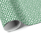 Papier Cadeau Motif grec clé Forest Green et blanc (Coin rond)