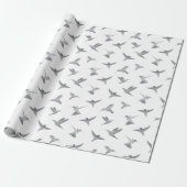 Papier Cadeau Motif gris blanc colibri (Déroulé)