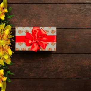 Papier Cadeau Motif gris de cœur coloré moderne
