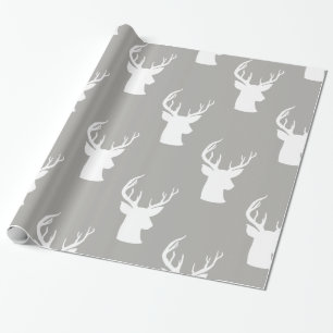 Papier Cadeau Motif gris de Noël de mâle du renne Antler