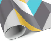 Papier Cadeau Motif gris jaune bleu géométrique élégant (Coin rond)