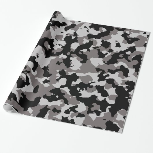 Papier Cadeau Motif gris militaire de camouflage (Déroulé)