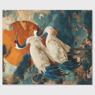 Papier cadeau motif Grue japonaise