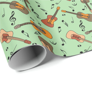 Papier Cadeau Motif Guitare Music Notes