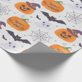 Papier Cadeau Motif Halloween Citrouille Éffrayant chauves-souri (Coin)