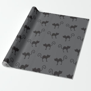 Papier Cadeau Motif Halloween de chats noirs