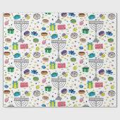 Papier Cadeau Motif Hanoukka blanc (Plat)