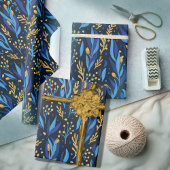 Papier Cadeau Motif Hanoukka jaune bleu