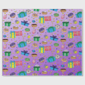 Papier Cadeau Motif Hanoukka violet (Plat)