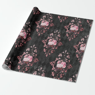 Papier Cadeau Motif Harlequin Rose Vintage Orné