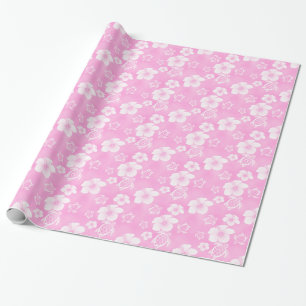 Papier Cadeau Motif hawaïen de Honu de ketmie rose
