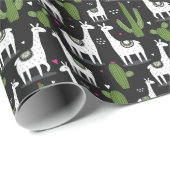 Papier Cadeau Motif heureux de lama (Coin rond)