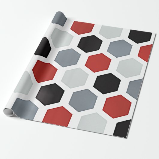 Papier Cadeau Motif Hexagon d'Art Moderne (Déroulé)