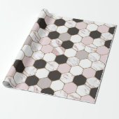 Papier Cadeau Motif Hexagon de marbre géométrique moderne (Déroulé)