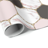 Papier Cadeau Motif Hexagon de marbre géométrique moderne (Coin rond)