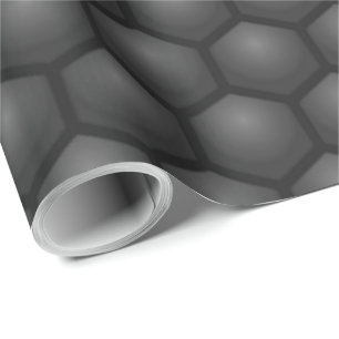 PAPIER CADEAU MOTIF HEXAGONE NOIR