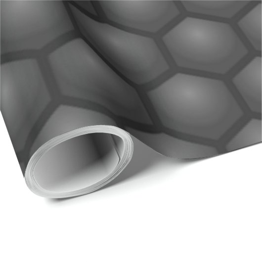 PAPIER CADEAU MOTIF HEXAGONE NOIR (Coin rond)