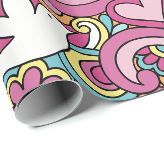 Papier Cadeau Motif hippie (Coin rond)