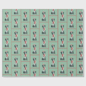 Papier Cadeau Motif Hiver Border Collie (Plat)