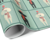 Papier Cadeau Motif hivernal Caniche Blanc (Coin rond)