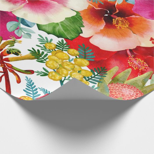 Papier Cadeau Motif Hot Tropical Blooms (Coin)