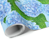 Papier Cadeau Motif hydrangée bleu (Coin rond)