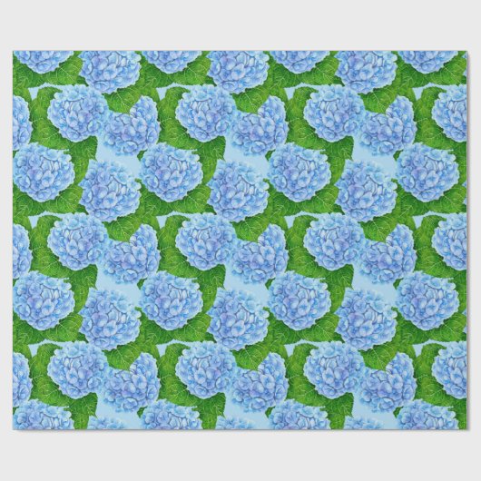Papier Cadeau Motif hydrangée bleu (Plat)