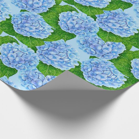 Papier Cadeau Motif hydrangée bleu (Coin)