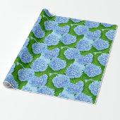 Papier Cadeau Motif hydrangée bleu (Déroulé)