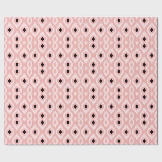 Papier Cadeau Motif Ikat Chic Rose noir ivoire élégant (Plat)