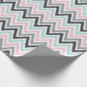 Papier Cadeau Motif Ikat de Monnaie rose Gris Zigzags (Coin)