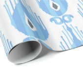 Papier Cadeau Motif Ikat en bleu et blanc (Coin rond)