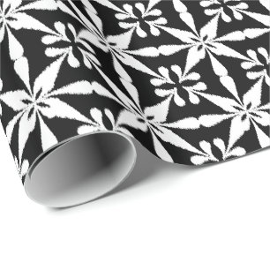 Papier Cadeau Motif Ikat Star - Noir et Blanc