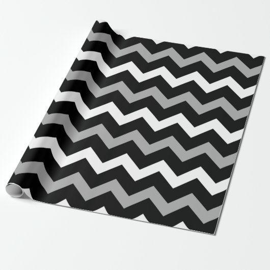 Papier Cadeau Motif imprimé chevron gris et blanc (Déroulé)