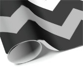 Papier Cadeau Motif imprimé chevron gris et blanc (Coin rond)