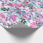 Papier Cadeau Motif incomparable de fleurs et de baies violettes (Coin)