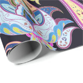 Papier Cadeau Motif indien paisley (Coin rond)