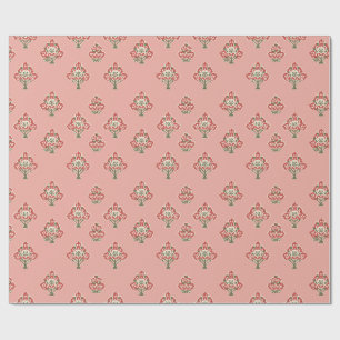Papier Cadeau Motif indien sur Arrière - plan rose
