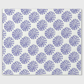 Papier Cadeau Motif indigo bleu foncé rayé sur blanc (Plat)
