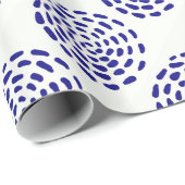 Papier Cadeau Motif indigo bleu foncé rayé sur blanc (Coin rond)
