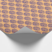 Papier Cadeau Motif Indigo bleu foncé rayé sur orange (Coin)