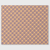 Papier Cadeau Motif Indigo bleu foncé rayé sur orange (Plat)