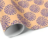 Papier Cadeau Motif Indigo bleu foncé rayé sur orange (Coin rond)