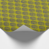Papier Cadeau Motif indigo bleu foncé rayé sur vert (Coin)